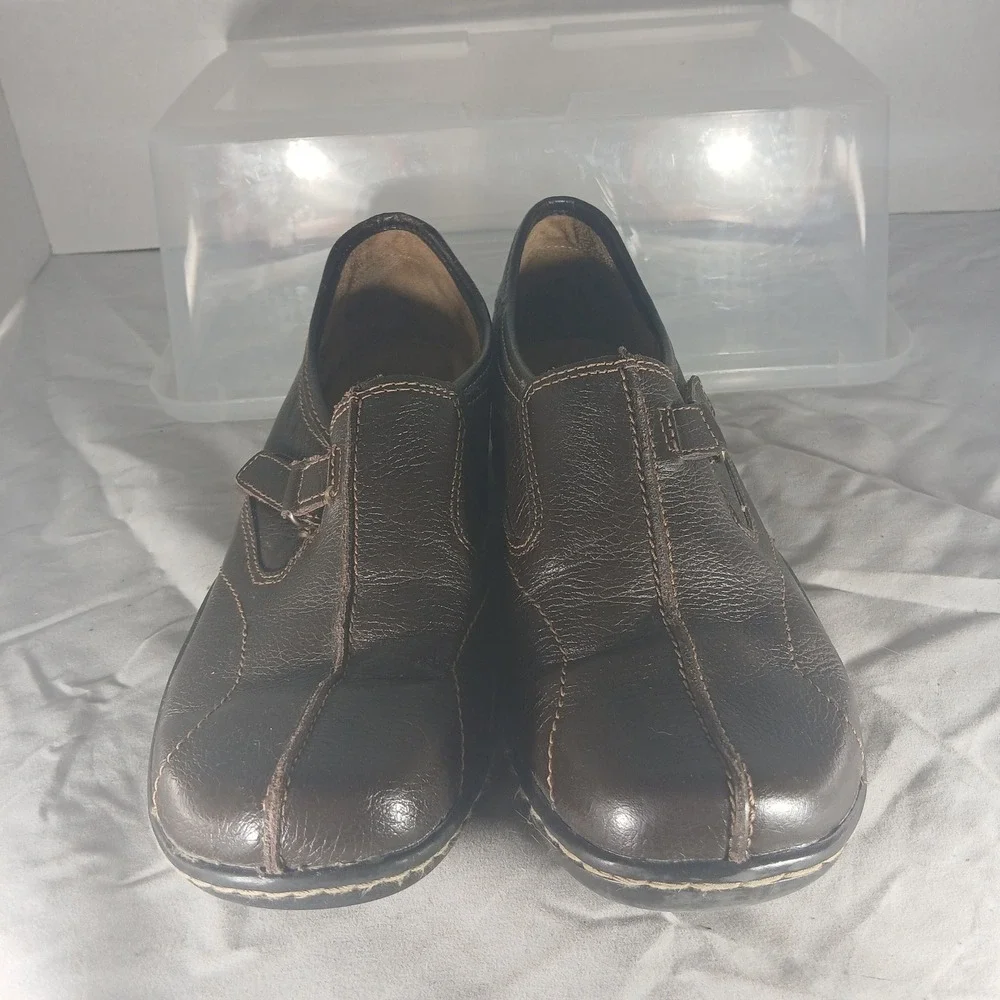 Dr Scholls Emily Brown Leather Slip On Loafer Shoes Women‎ Size 7W